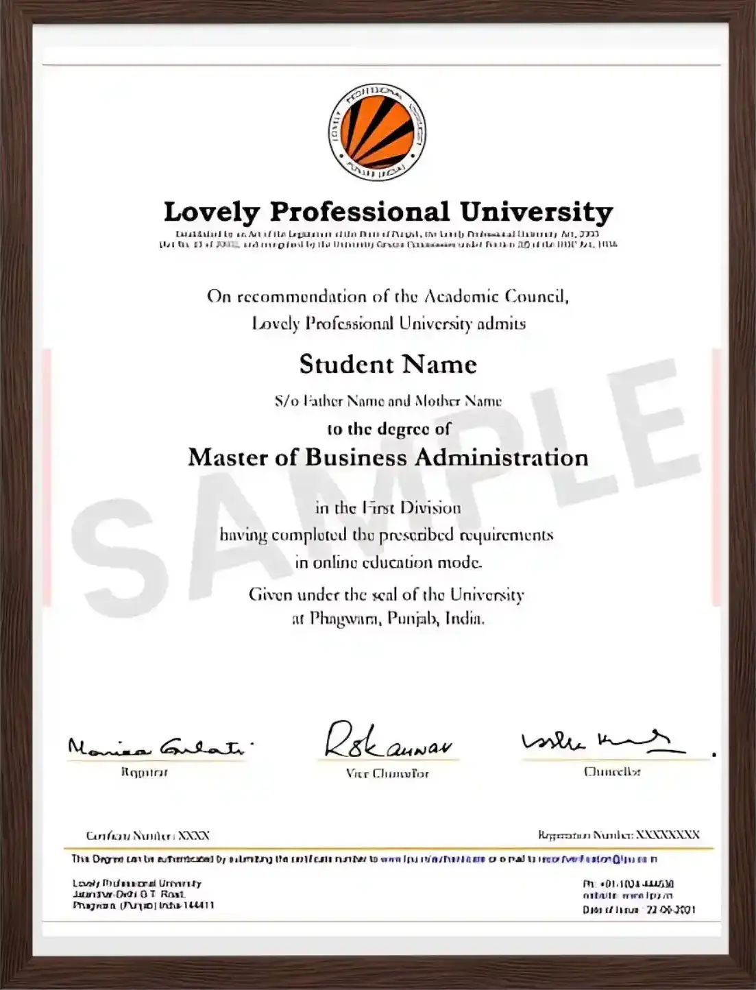sample certificate