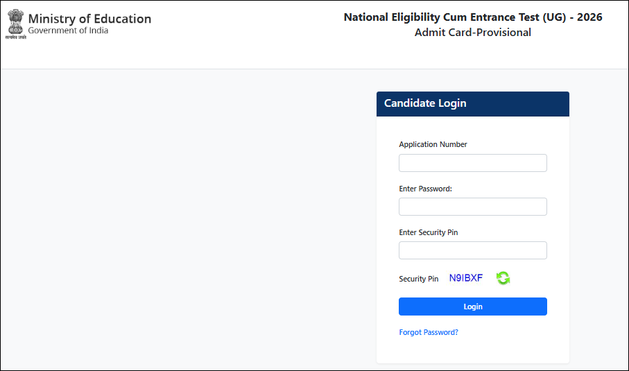 Admit Card Provisional