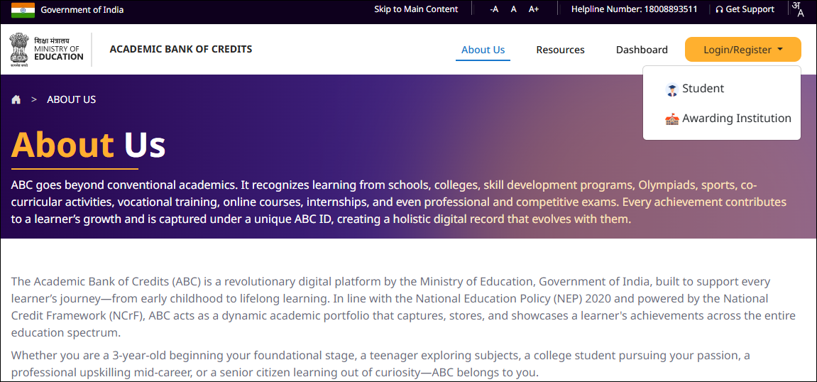 Click login Student