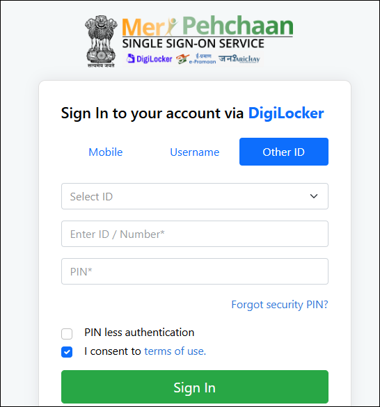 Digilocker login